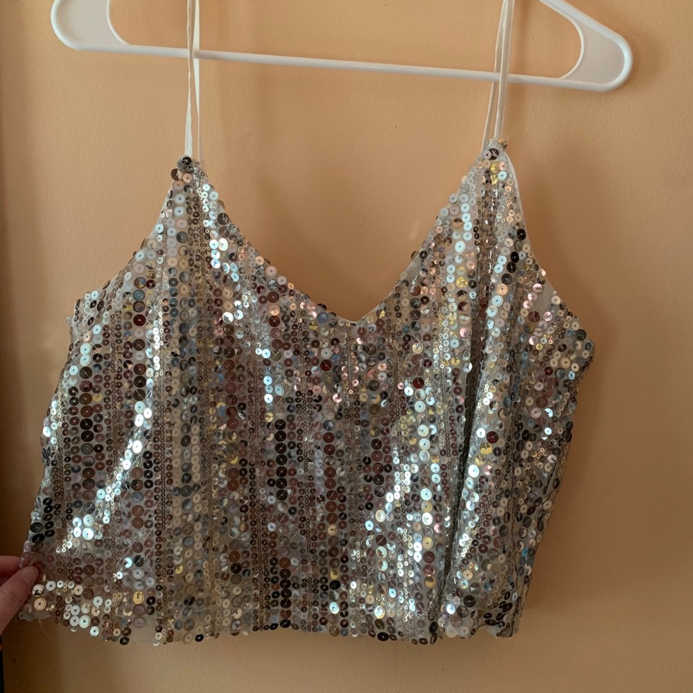 Women's Sequin Spaghetti Strapped Tank Top - Picture 2 of 2